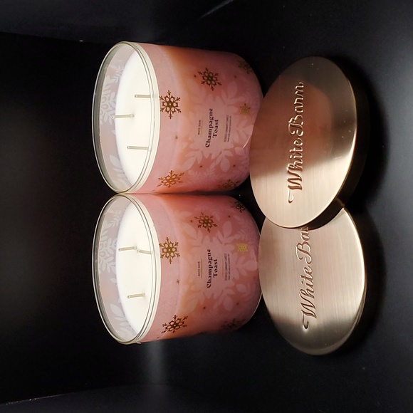 2pc White Barn Champagne Toast 3-Wick Candle - NEW!! - Picture 2 of 2